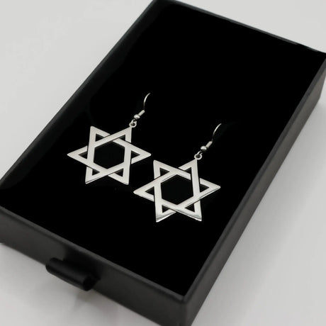 Star of David Drop Earrings – Fashionable Dangle Earrings for Women (SILVER) The Israel Store