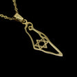 Israel Map with Star of David Necklace - Gold The Israel Store