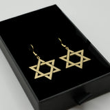 Star of David Drop Earrings – Fashionable Dangle Earrings for Women (GOLD) The Israel Store