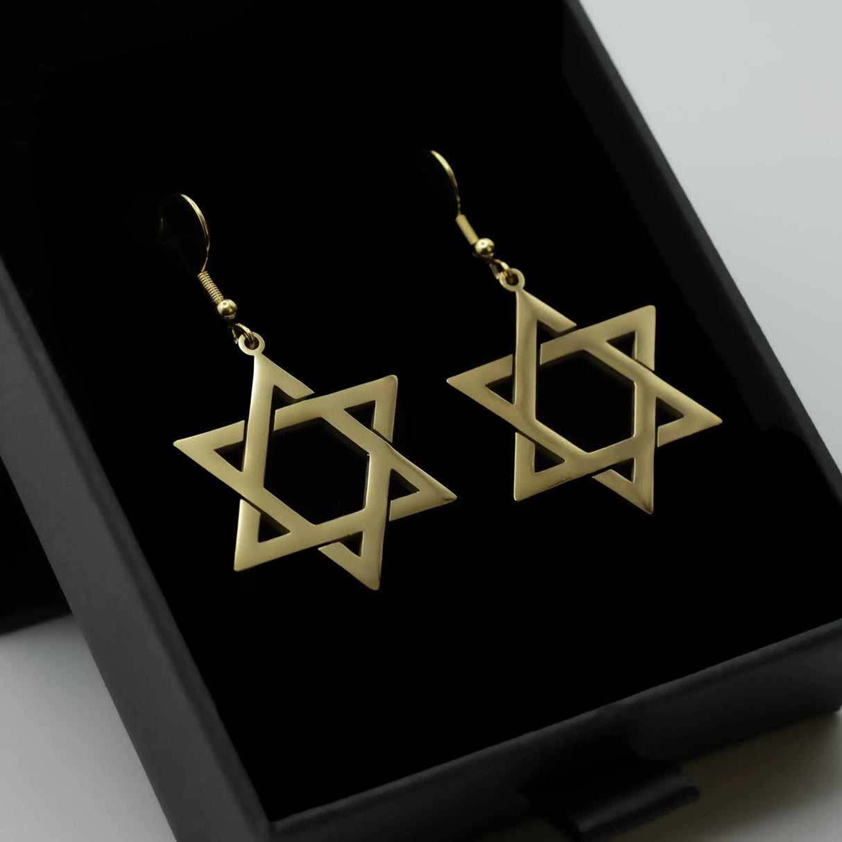 Star of David Drop Earrings – Fashionable Dangle Earrings for Women (GOLD) The Israel Store