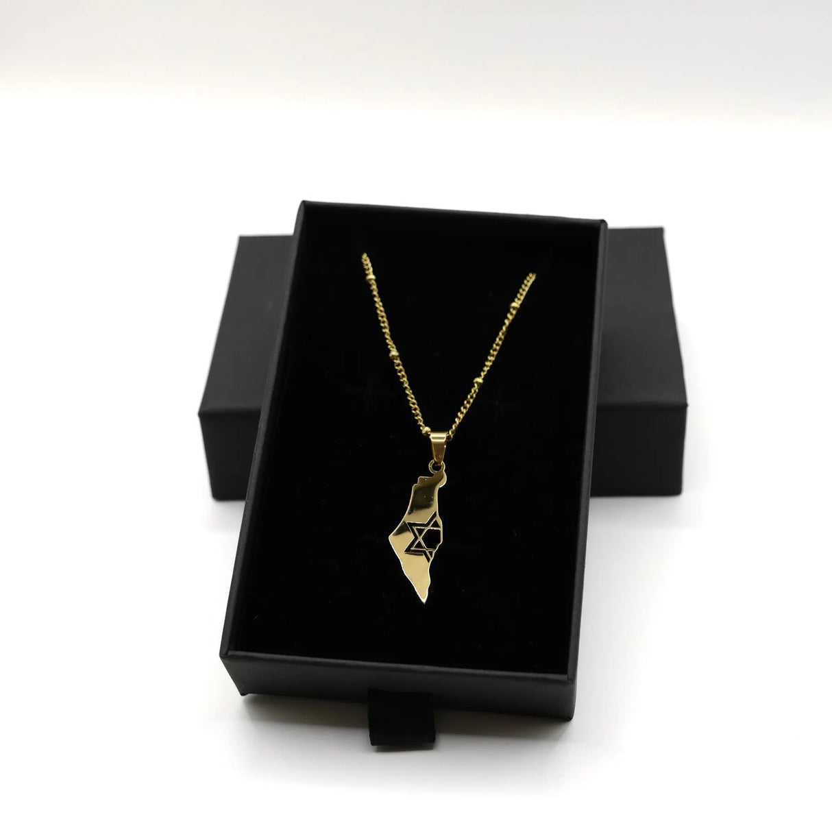 Elegant Israel Map Pendant Necklace – Stainless Steel (GOLD COLOR) The Israel Store