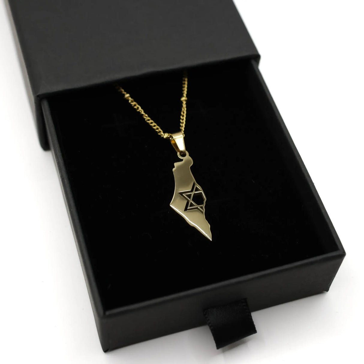 Elegant Israel Map Pendant Necklace – Stainless Steel (GOLD COLOR) The Israel Store