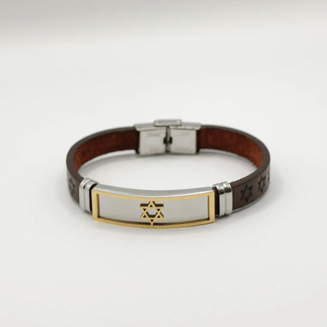 Star of David Genuine Leather Bracelet – Faith-Inspired Design The Israel Store