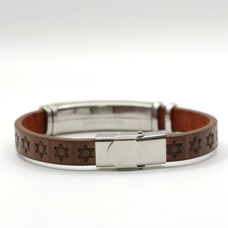 Star of David Genuine Leather Bracelet – Faith-Inspired Design The Israel Store