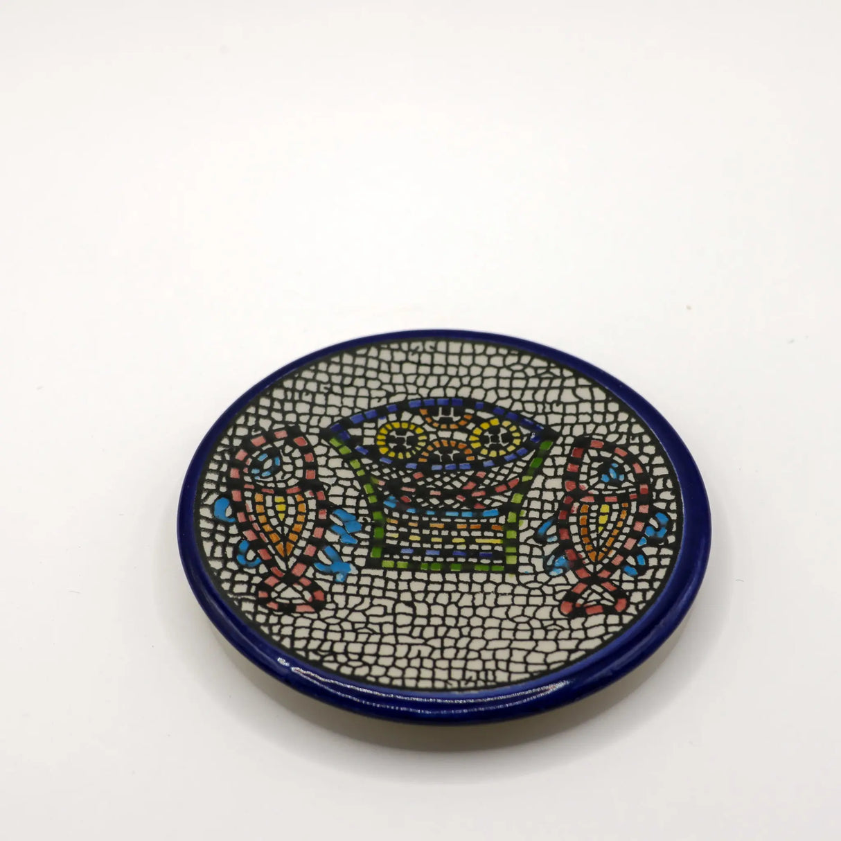 Ceramic Plate – Mosaic Loaves and Fish Design – 9cm/3.5″ Diameter The Israel Store