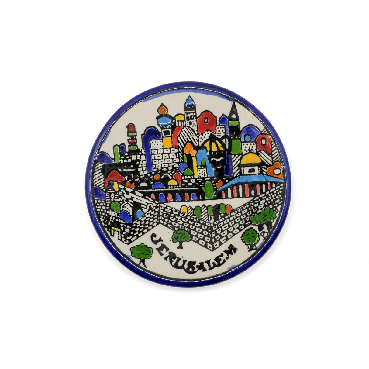 Ceramic Plate – Colorful Jerusalem Design – 9cm/3.5″ Diameter The Israel Store