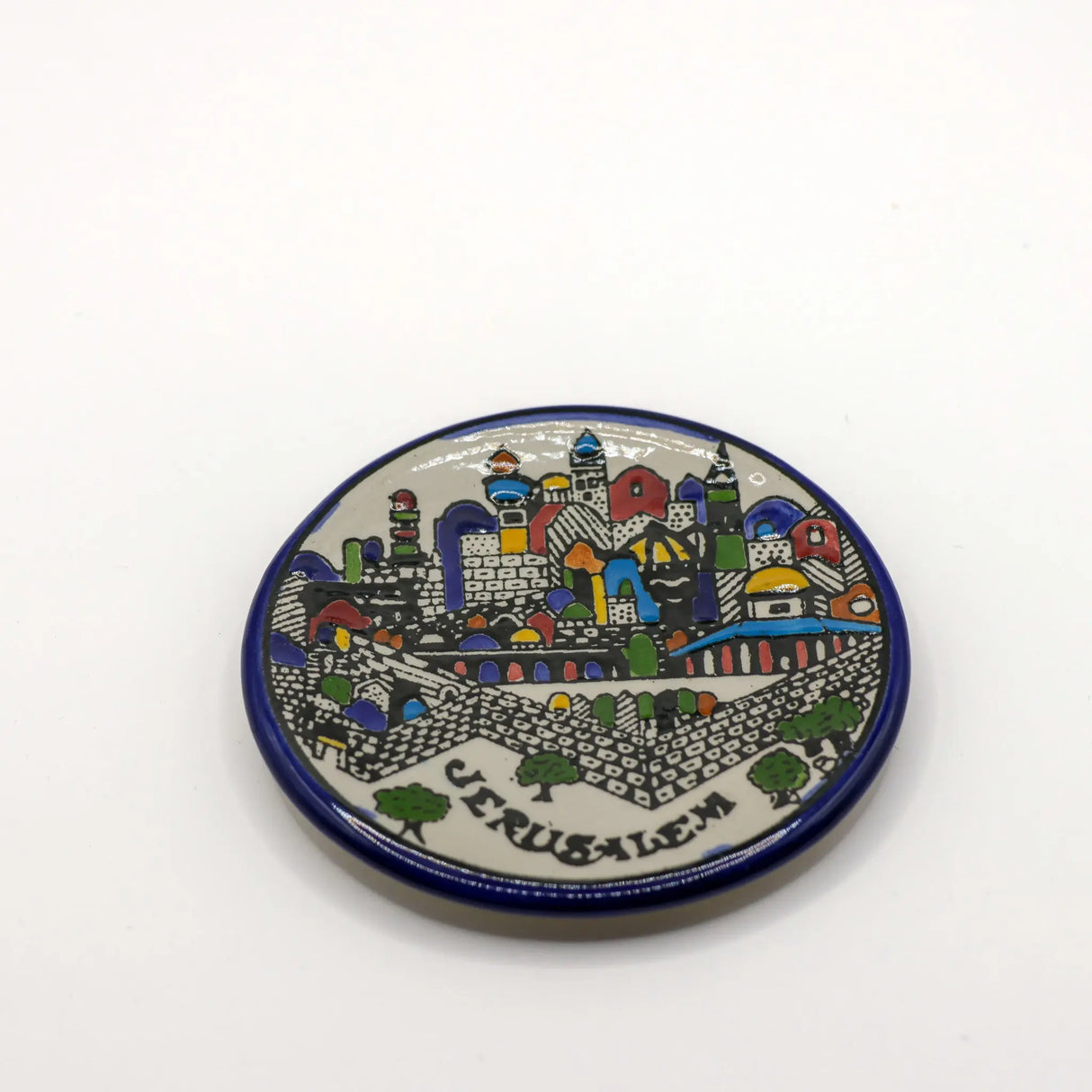 Ceramic Plate – Colorful Jerusalem Design – 9cm/3.5″ Diameter The Israel Store