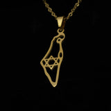 Israel Map with Star of David Necklace - Gold The Israel Store