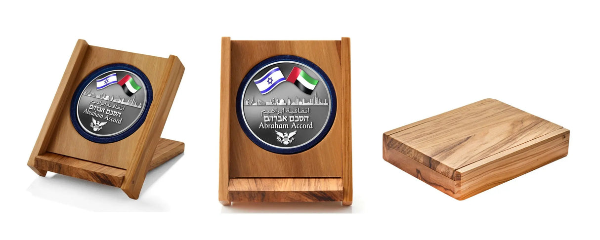Authentic Olive Wood Coin Display Case Holy Coins