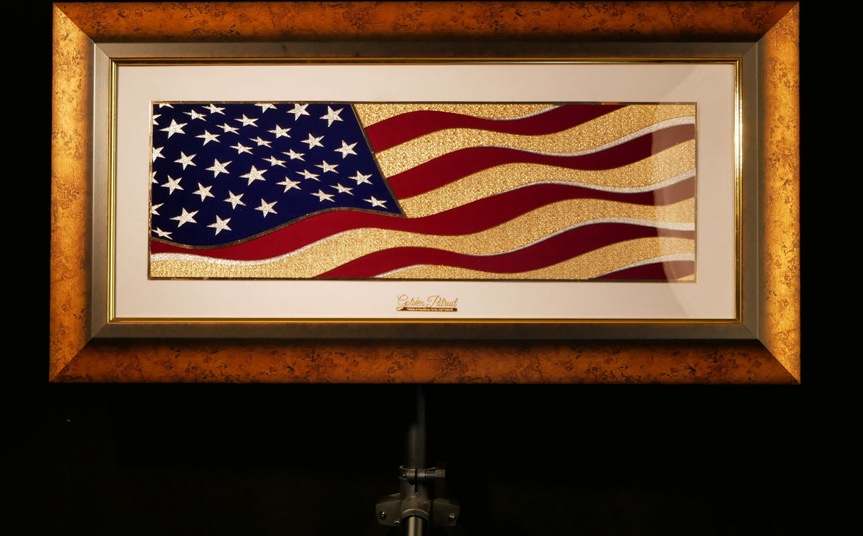 Golden Flag Wave - Color 24K Gold & 925 Silver