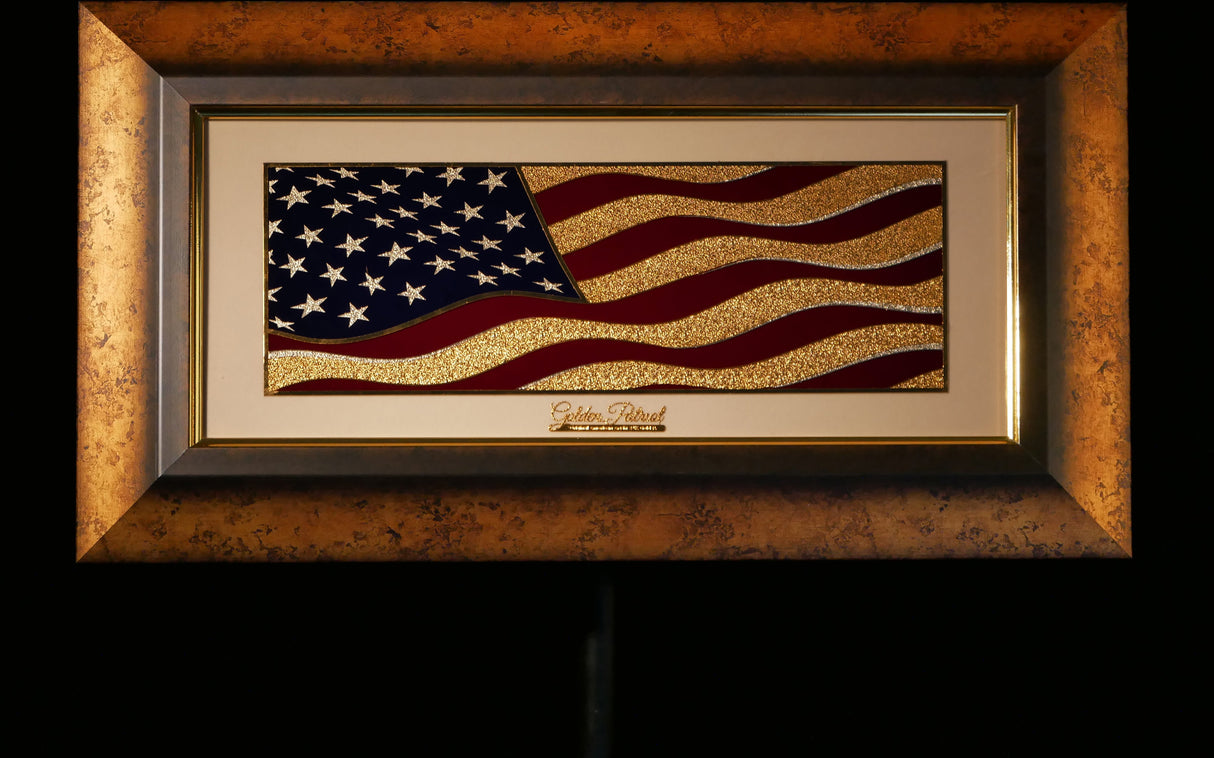 Golden Flag Wave - Color 24K Gold & 925 Silver