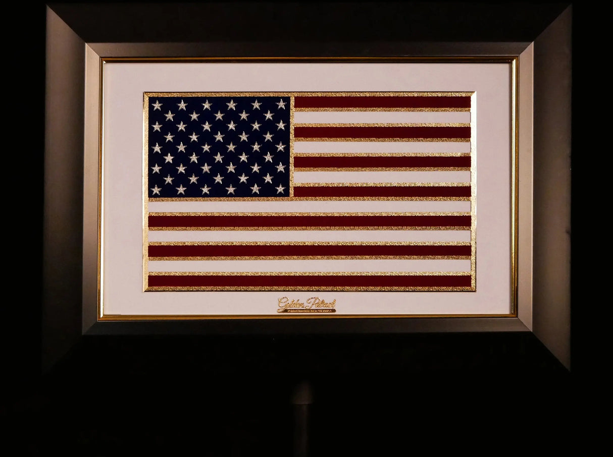 Golden Flag Full Color 24K Gold & 925 Silver Golden Patriot