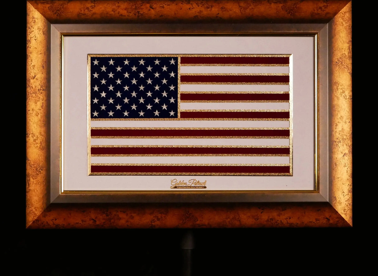 Golden Flag Full Color 24K Gold & 925 Silver Golden Patriot
