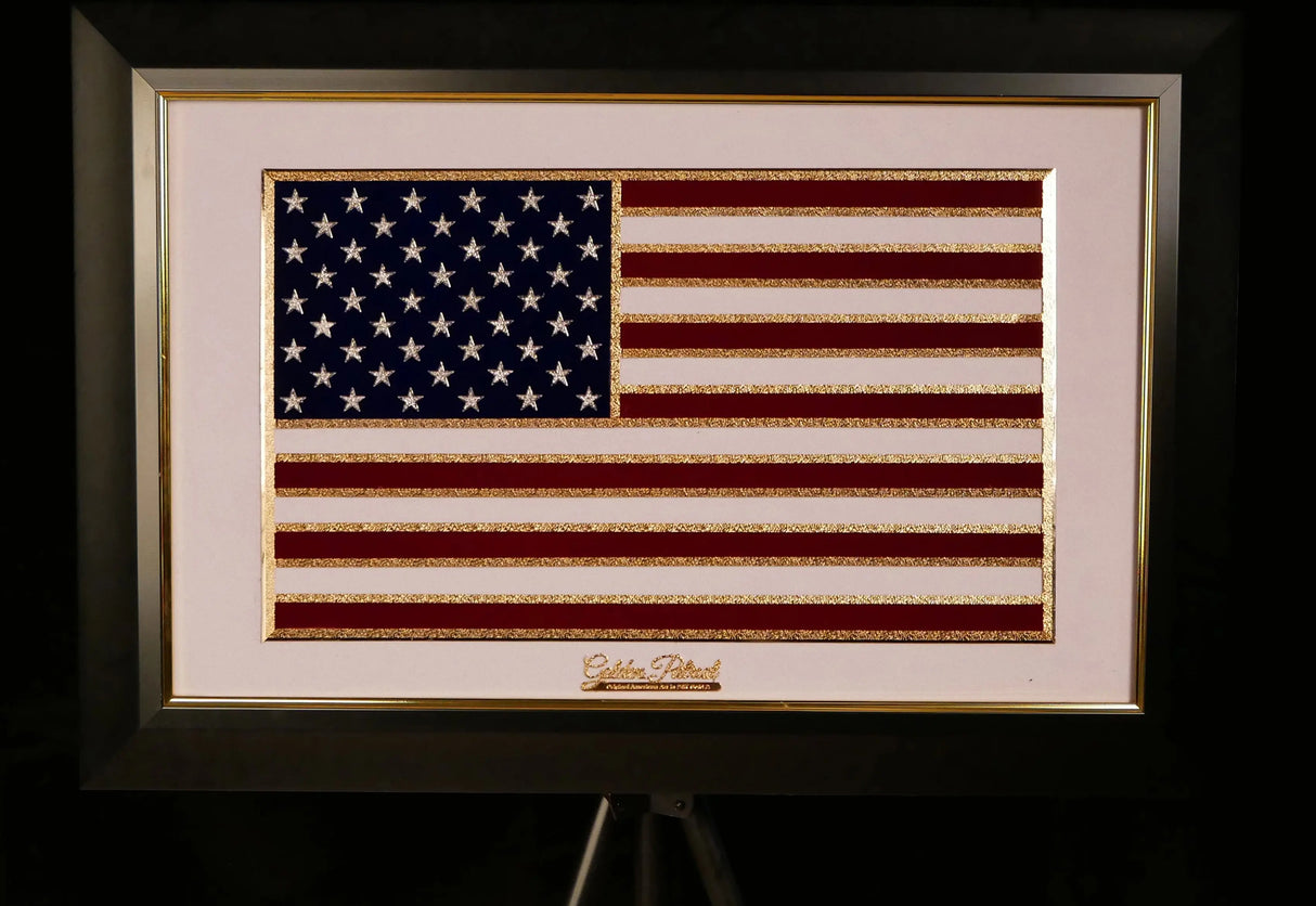 Golden Flag Full Color 24K Gold & 925 Silver Golden Patriot