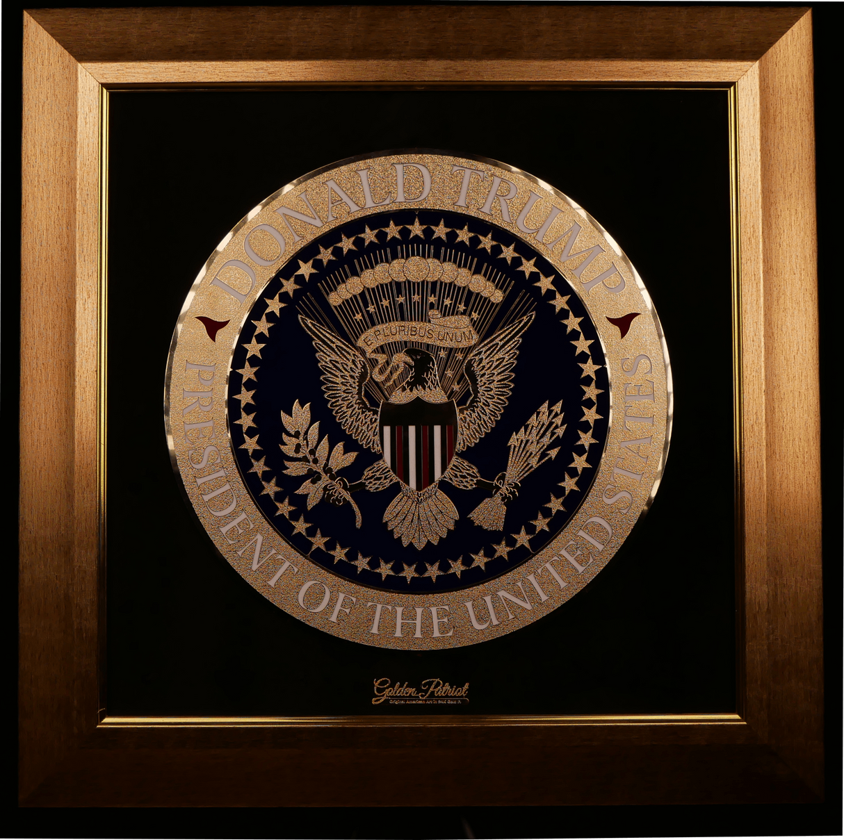 Golden Trump Seal Tribute Art in 24K Gold P. - Limited Edition 1000/Size Units Only.