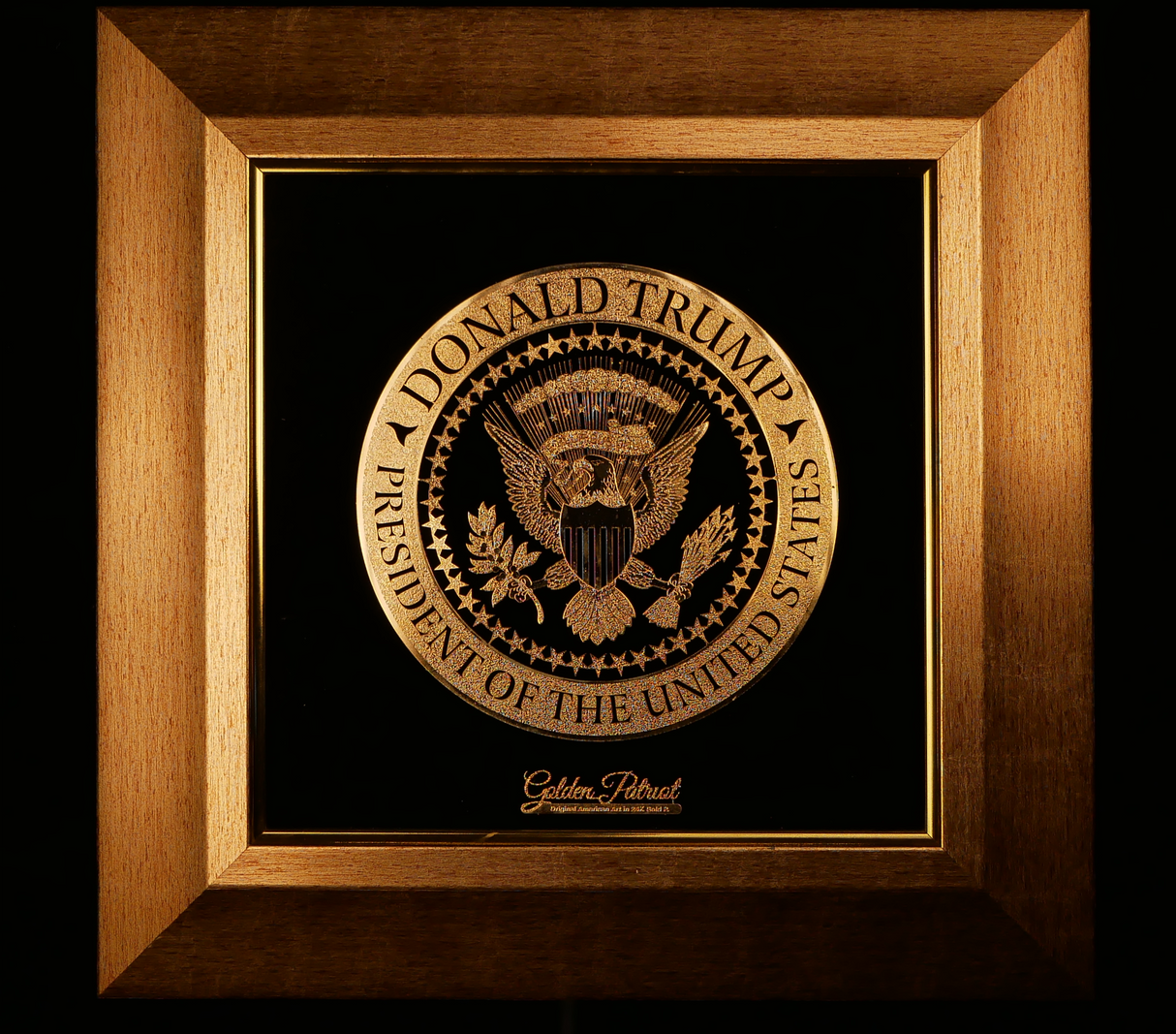 Golden Trump Seal Tribute Art in 24K Gold P. - Limited Edition 1000/Size Units Only.