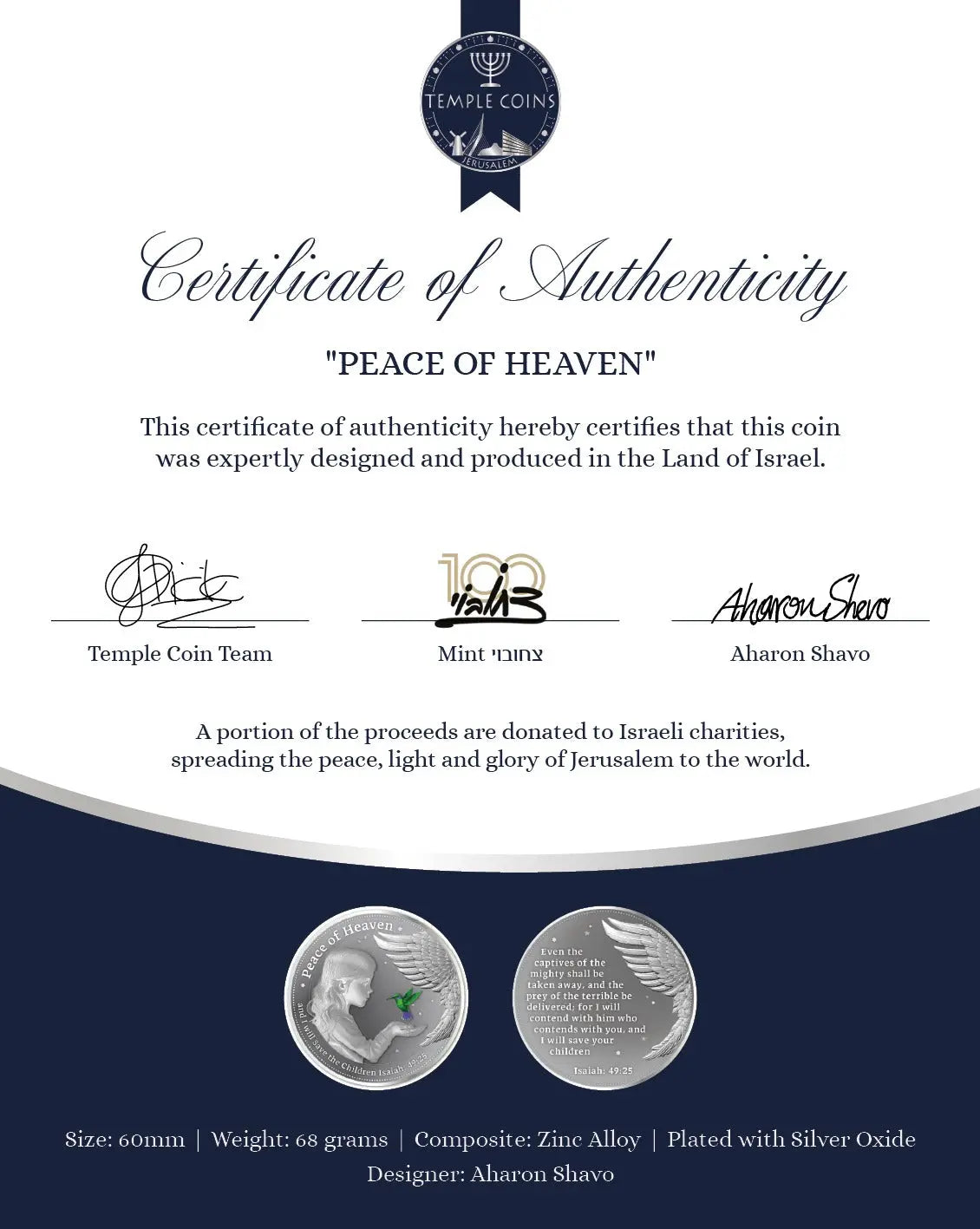 Peace of Heaven Charity Coin Temple Coins