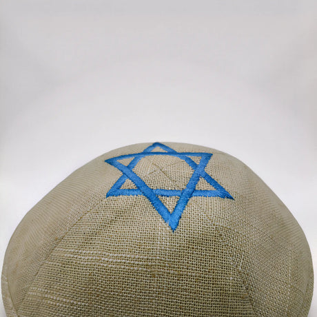 Linen Kippah with Star of David The Israel Store
