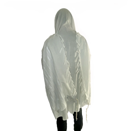 White Acrylic Tallit from Israel - Classic Prayer Shawl The Israel Store