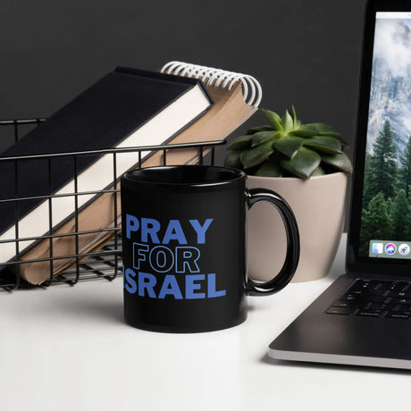 Pray for Israel Black Mug – Show Your Support and Solidarity The Israel Store