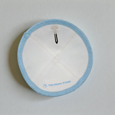 Blue Linen Kippah – “May the Lord Bless You and Keep You” The Israel Store