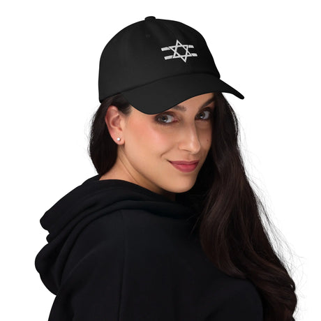 Hebrew Flag Stripe Hat - Dark Edition The Israel Store