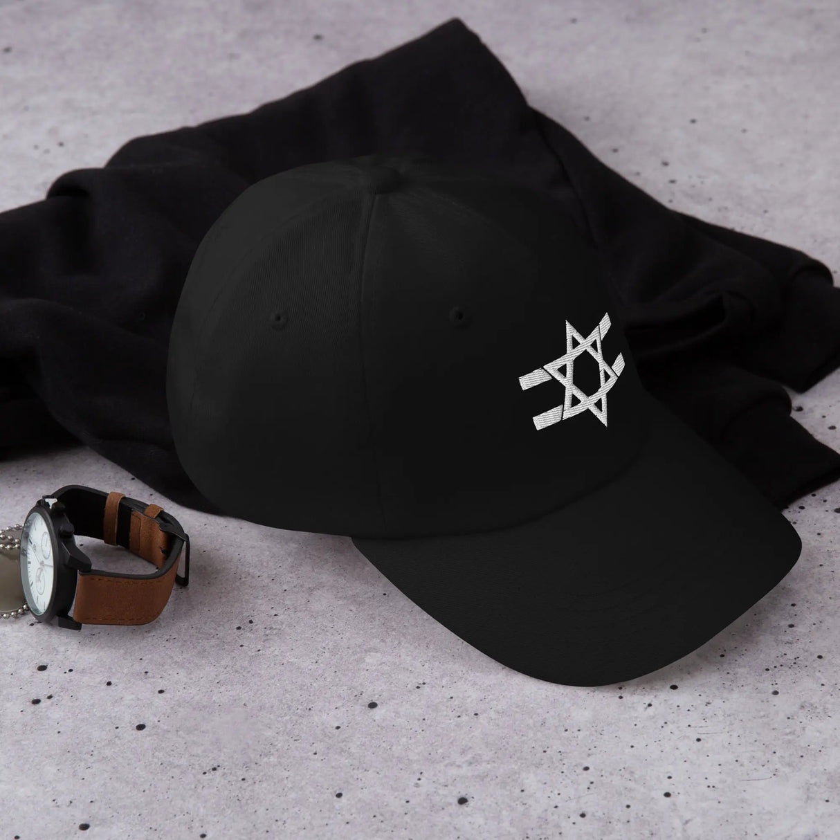 Hebrew Flag Stripe Hat - Dark Edition The Israel Store