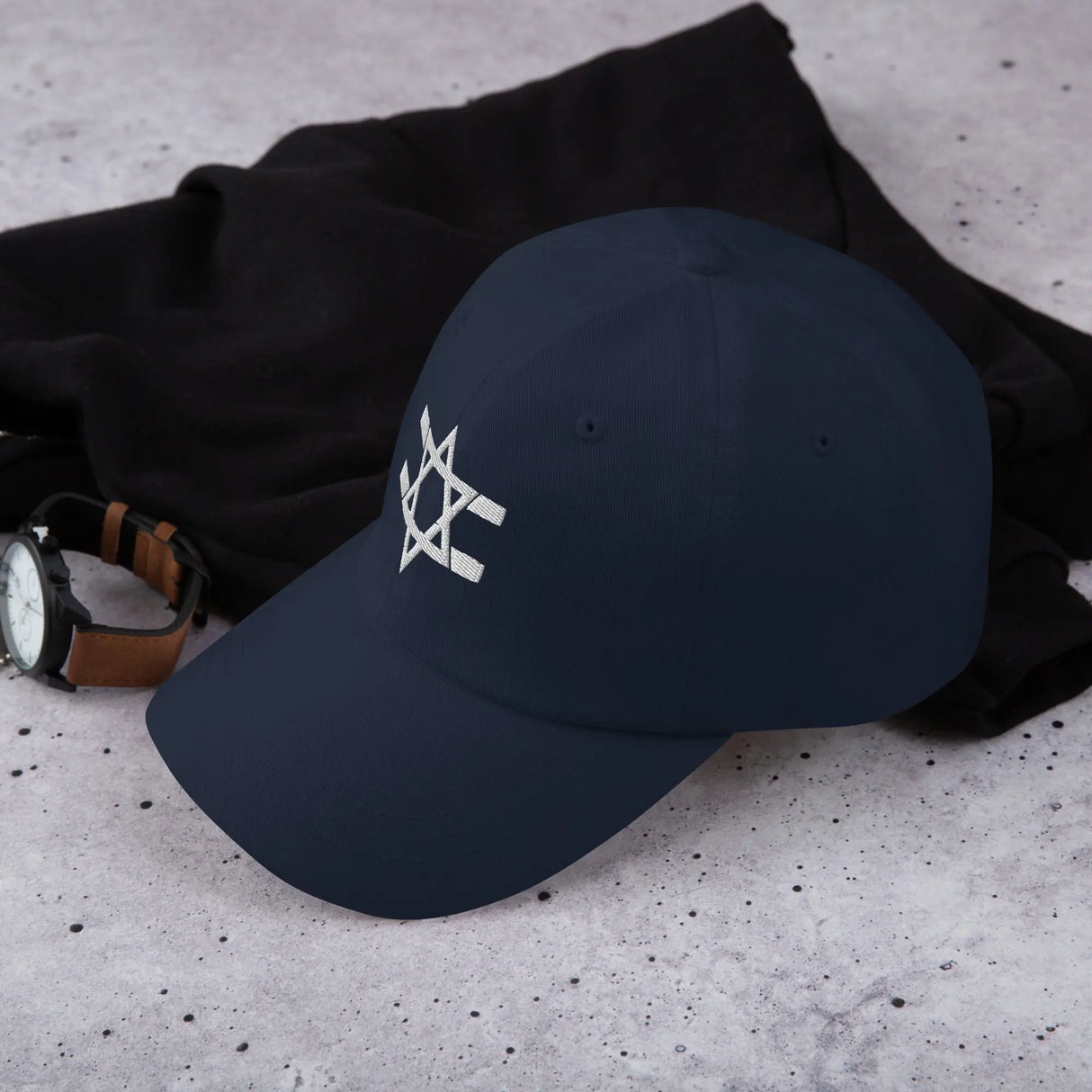 Hebrew Flag Stripe Hat - Dark Edition The Israel Store