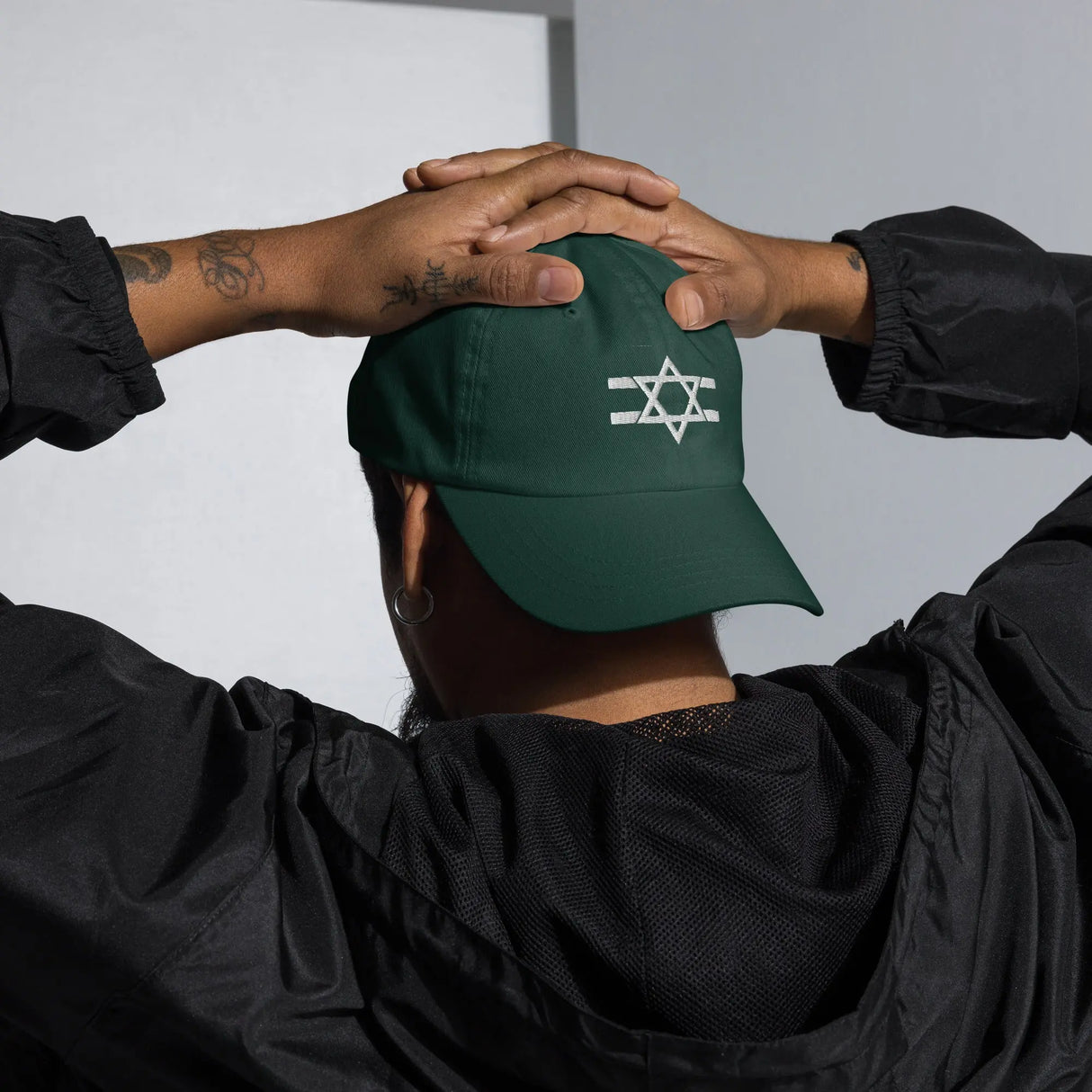 Hebrew Flag Stripe Hat - Dark Edition The Israel Store