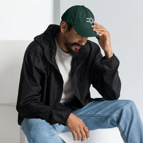 Hebrew Flag Stripe Hat - Dark Edition The Israel Store