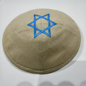 Linen Kippah with Star of David The Israel Store