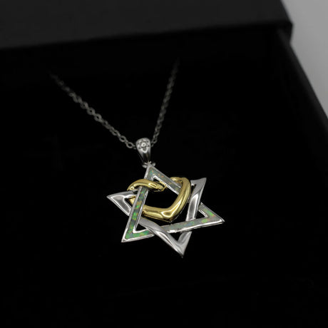 Sterling Silver Star of David & Heart Necklace The Israel Store