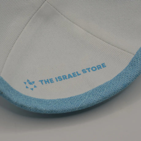 Blue Linen Kippah – “May the Lord Bless You and Keep You” The Israel Store