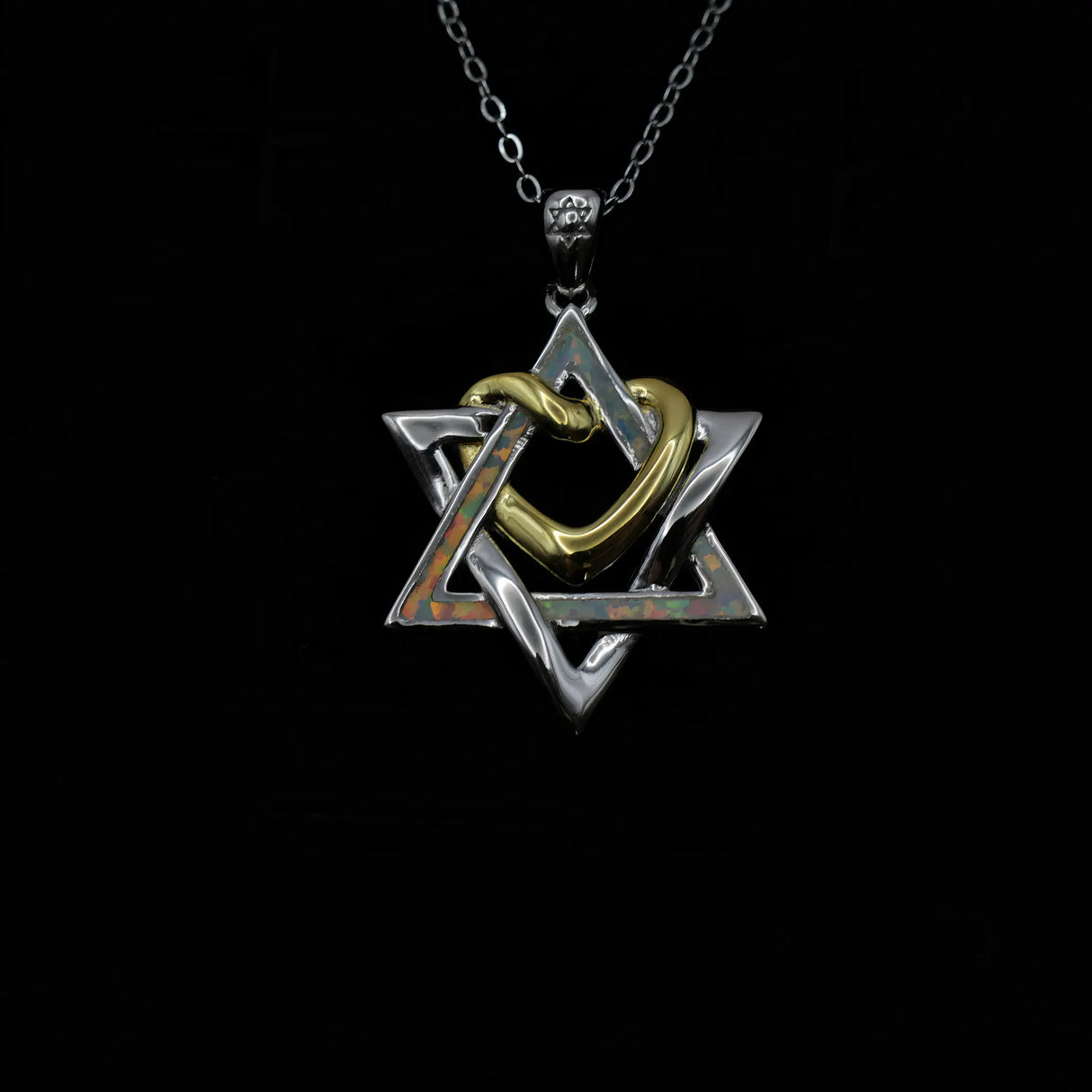 Sterling Silver Star of David & Heart Necklace The Israel Store