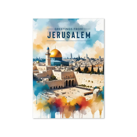 Greetings from Jerusalem Postcard - Iconic Holy City Design The Israel Store