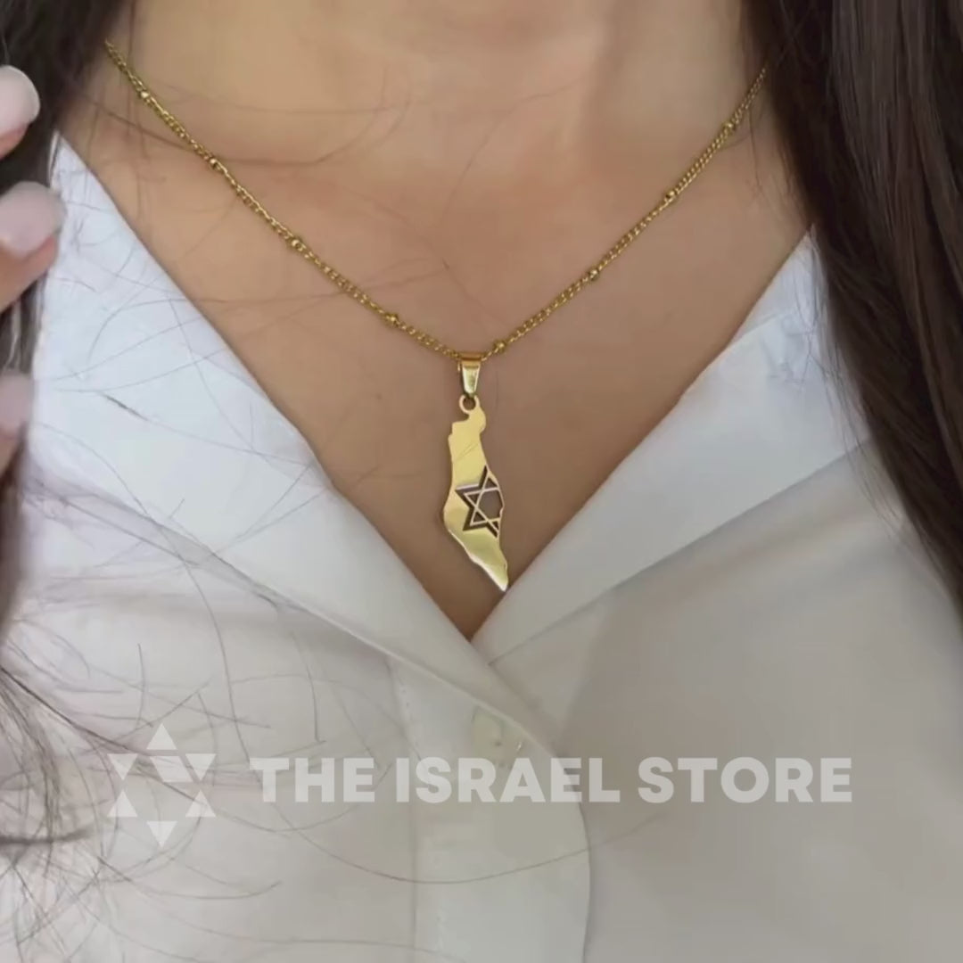 Elegant Israel Map Necklace – Stainless Steel (GOLD COLOR)