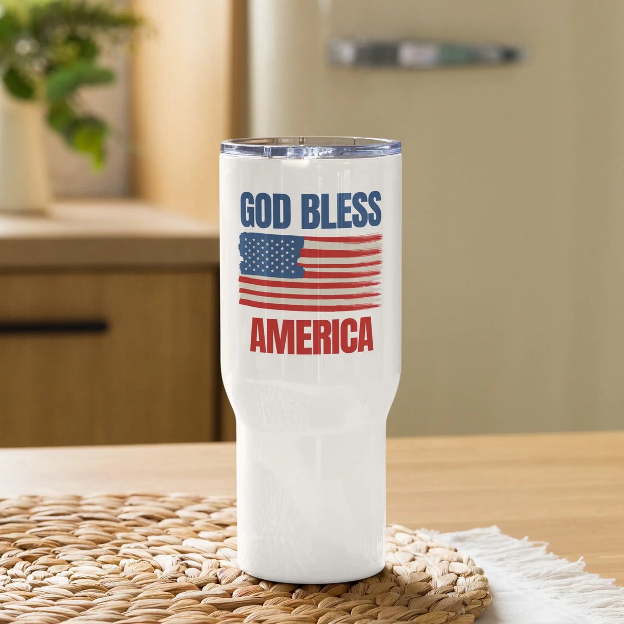 God Bless America Travel Mug with Handle The Israel Store