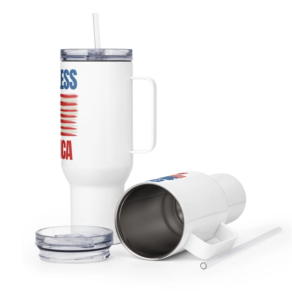 God Bless America Travel Mug with Handle The Israel Store