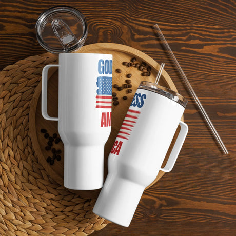 God Bless America Travel Mug with Handle The Israel Store