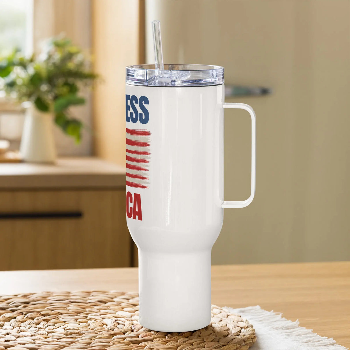 God Bless America Travel Mug with Handle The Israel Store