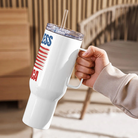 God Bless America Travel Mug with Handle The Israel Store