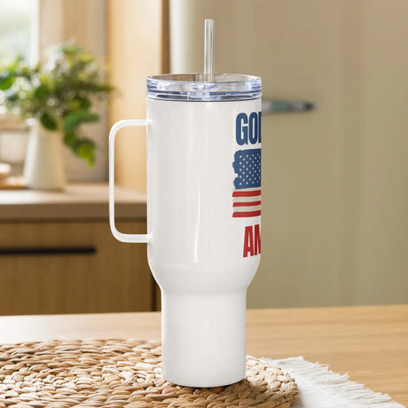 God Bless America Travel Mug with Handle The Israel Store