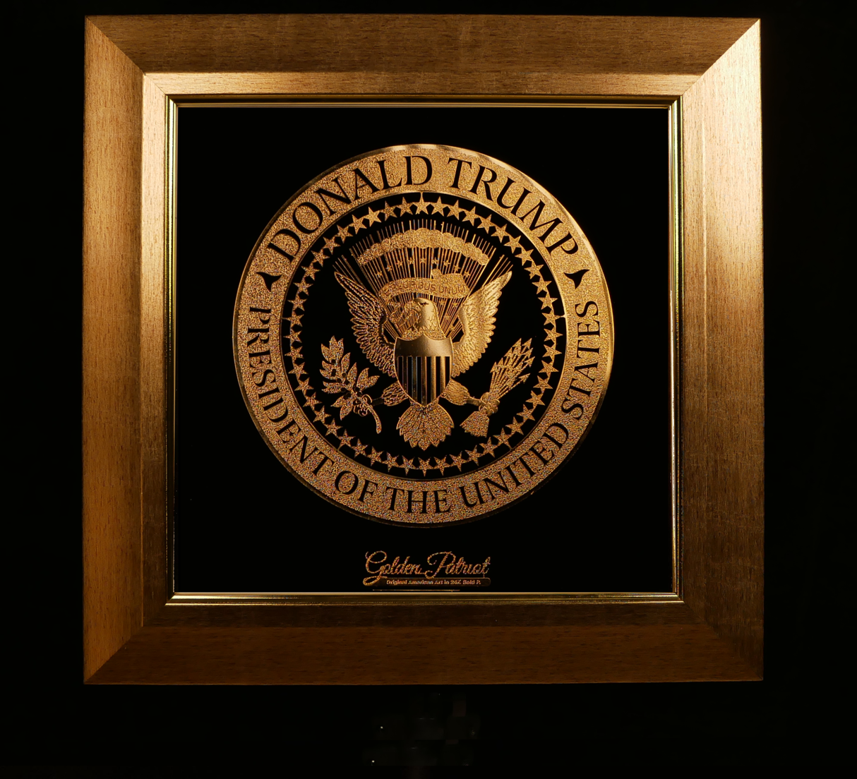 Golden Trump Seal Tribute Art in 24K Gold P. - Limited Edition 1000/Size Units Only.