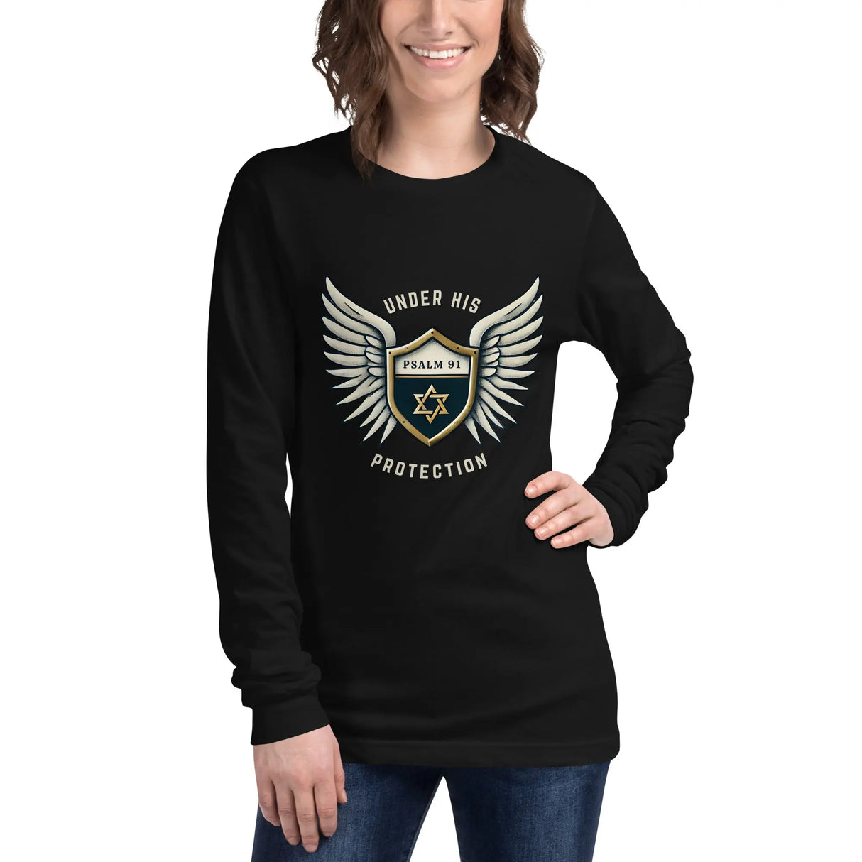 Under His Wings Psalm 91 Unisex Unisex Long Sleeve Tee The Israel Store