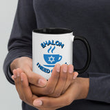 Shalom I Need Coffee Mug with Color Inside – Fun Jewish Mug with Color The Israel Store