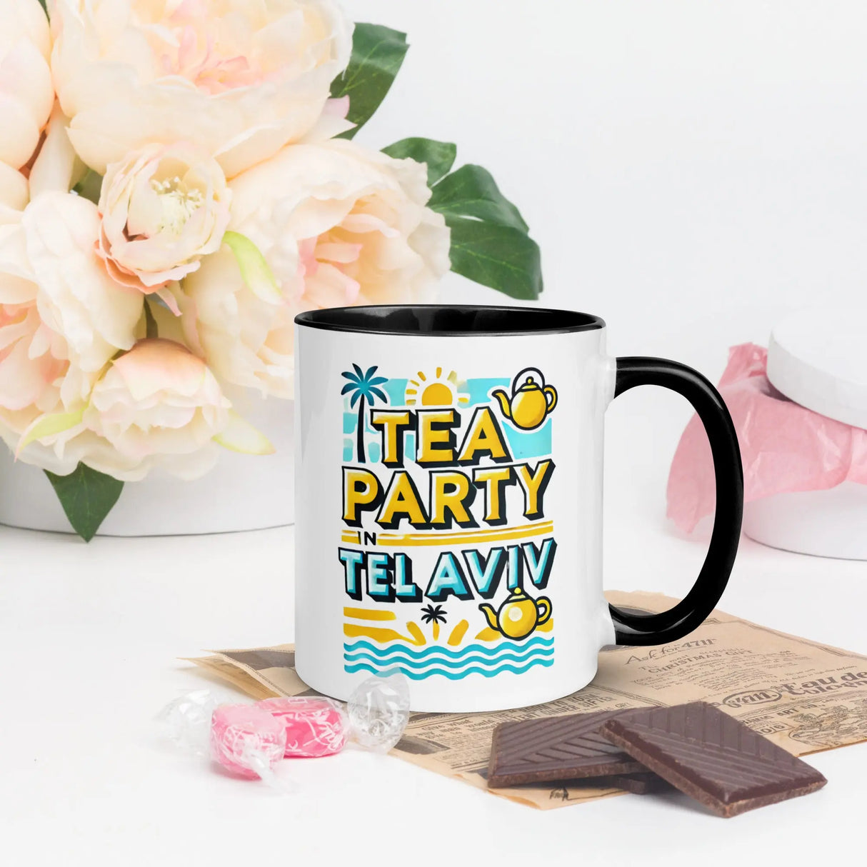 Tea Party in Tel Aviv Mug – Vibrant Design for Israel Lovers The Israel Store