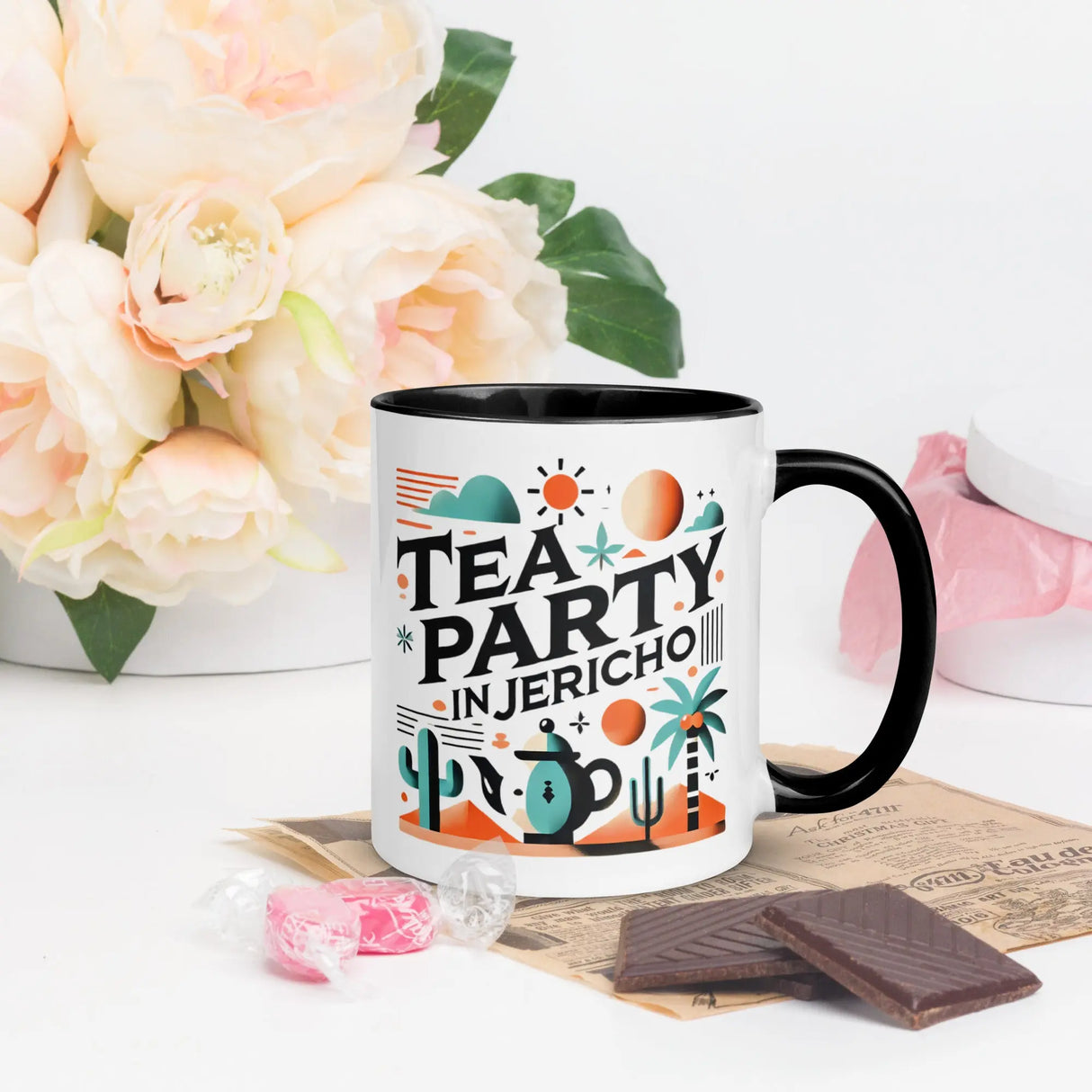 Tea Party in Jericho Mug – Sip Amid the Oasis of History The Israel Store