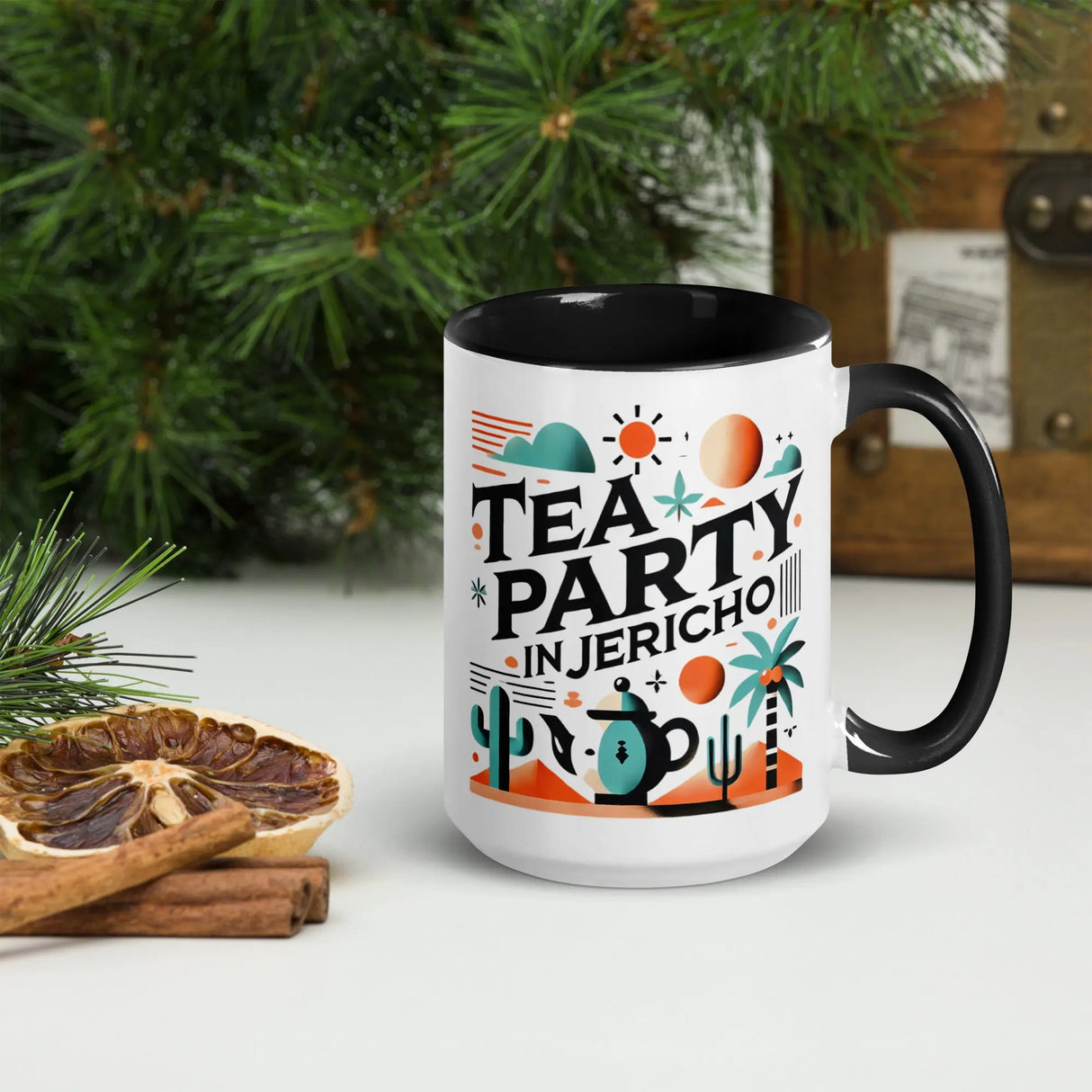 Tea Party in Jericho Mug – Sip Amid the Oasis of History The Israel Store