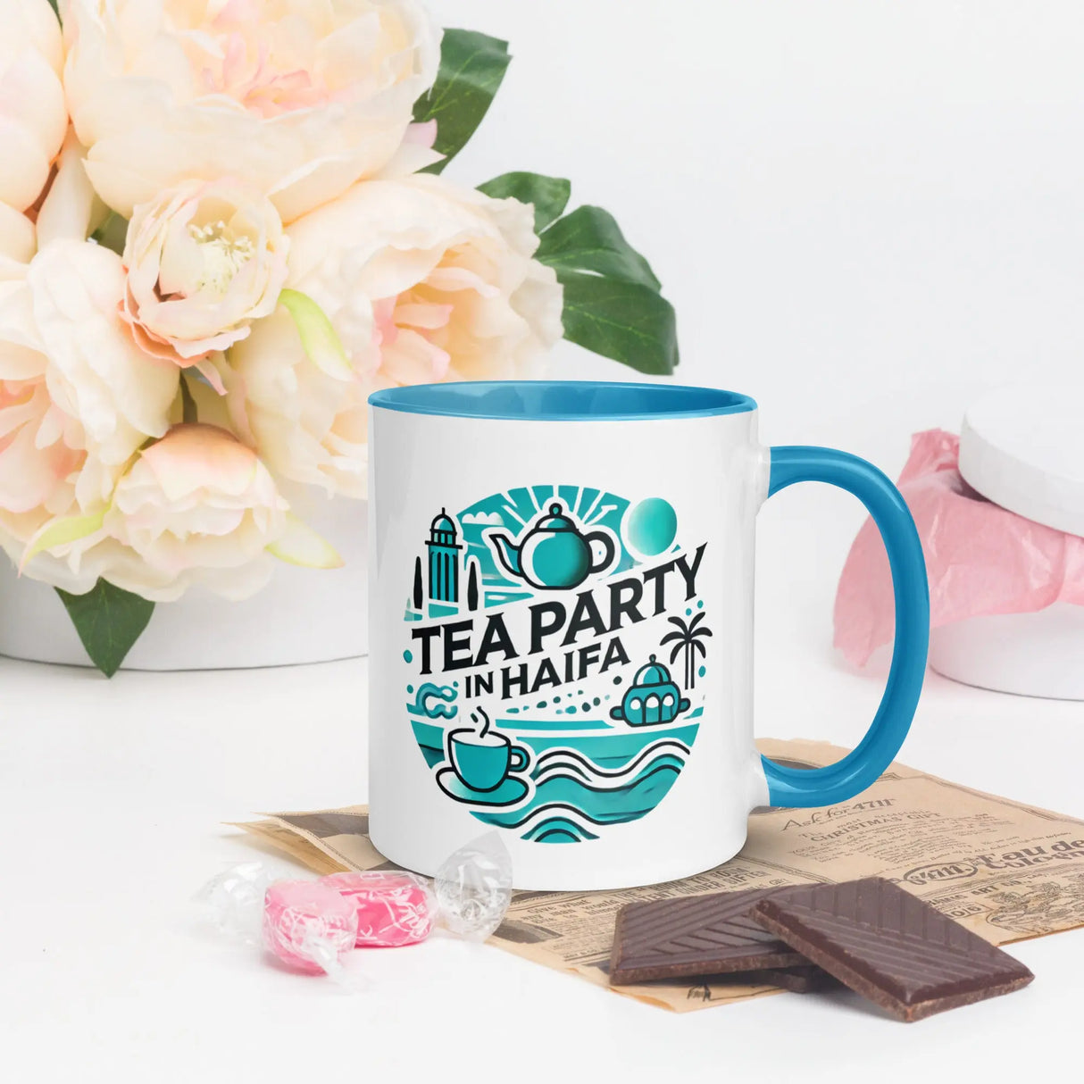 Tea Party in Haifa Mug – Celebrate the Beauty of Israel The Israel Store