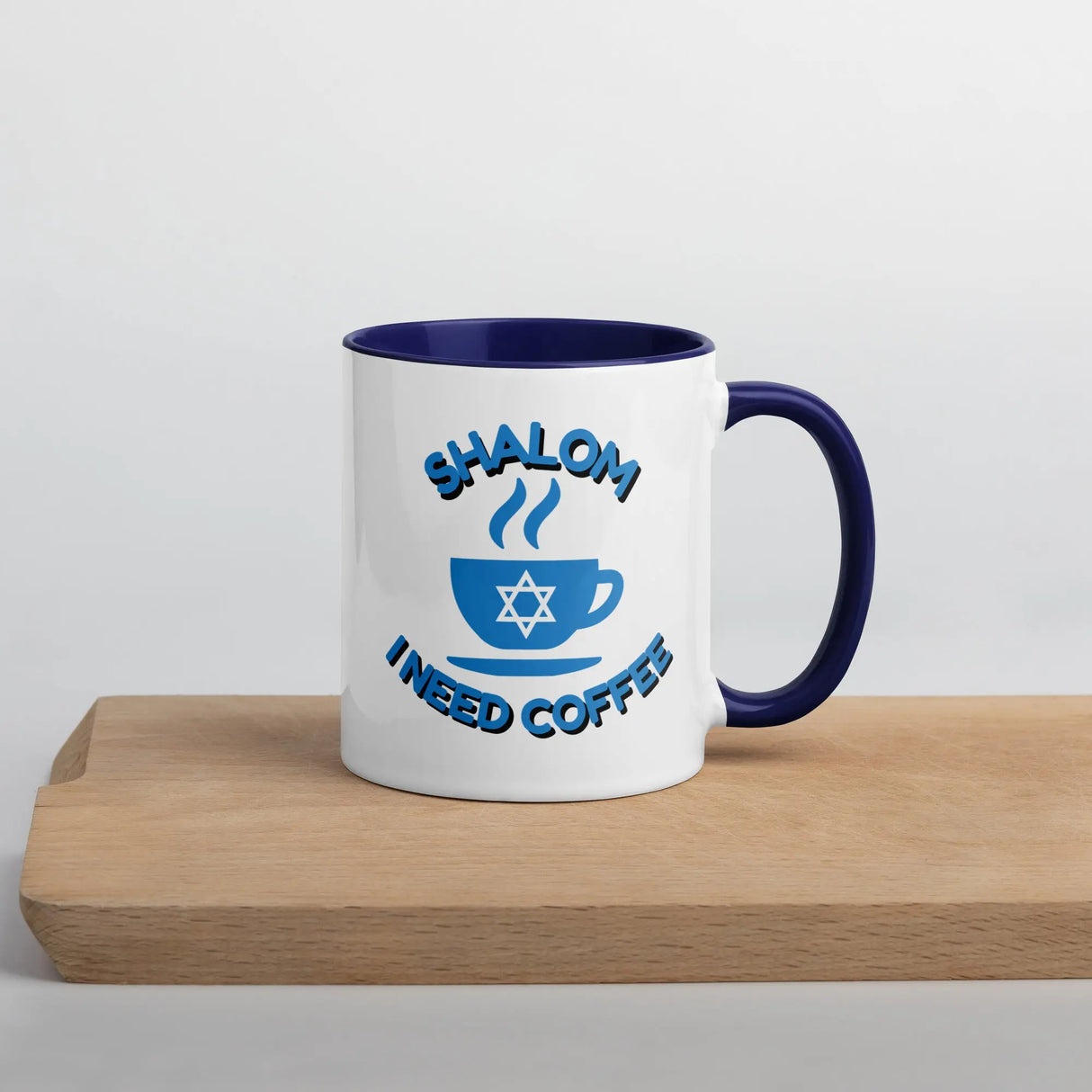 Shalom I Need Coffee Mug with Color Inside – Fun Jewish Mug with Color The Israel Store